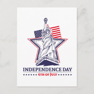 American Flag and Statue of Liberty Postcard