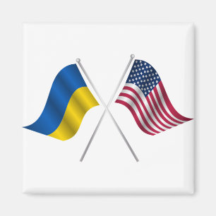 American flag and Ukrainian flag Magnet