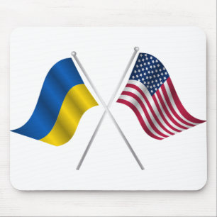 American flag and Ukrainian flag Mouse Pad