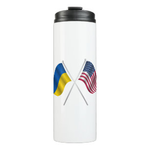 American flag and Ukrainian flag Thermal Tumbler