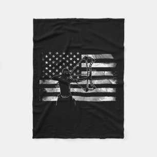 American Flag Archer Girl Archery Bow Hunting Usa Fleece Blanket