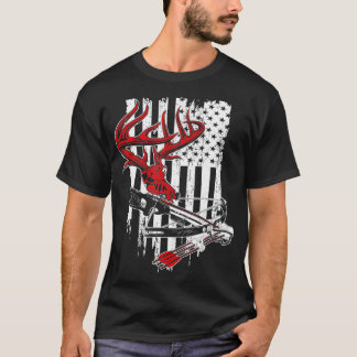 American Flag Archery Bow Hunting - Deer Skull Cro T-Shirt
