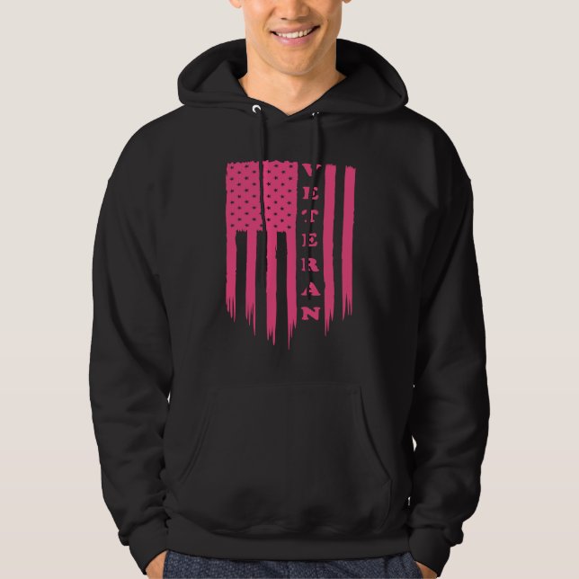 American Flag Armed Forces Veteran Patriot Grunge  Hoodie (Front)