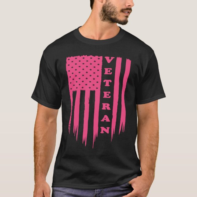 American Flag Armed Forces Veteran Patriot Grunge  T-Shirt (Front)