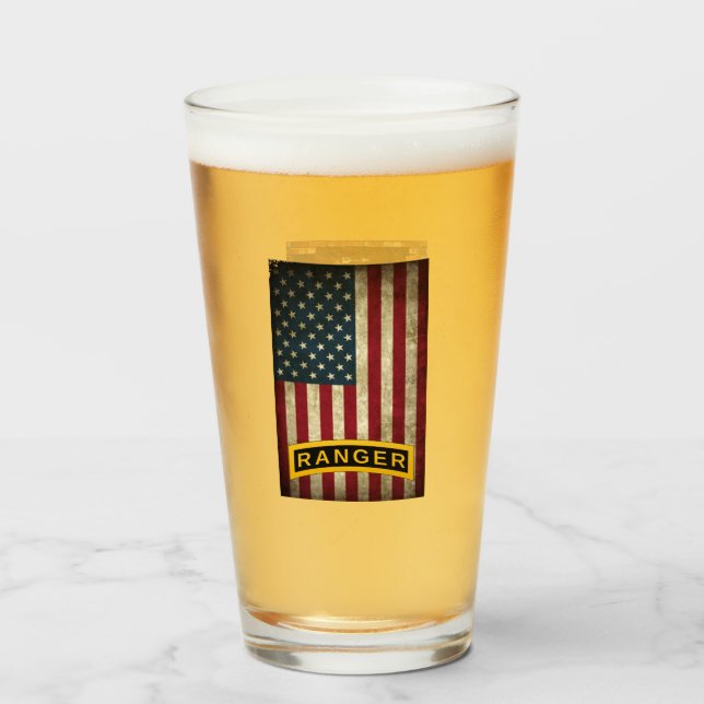 American Flag Army Ranger School Tab Glass (Front Filled)