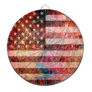 American Flag Art Grunge #5 Dartboard