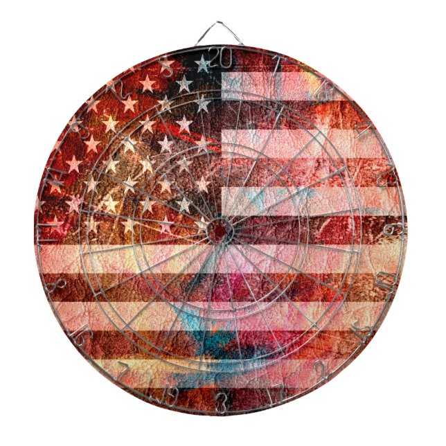American Flag Art Grunge #5 Dartboard (Front)