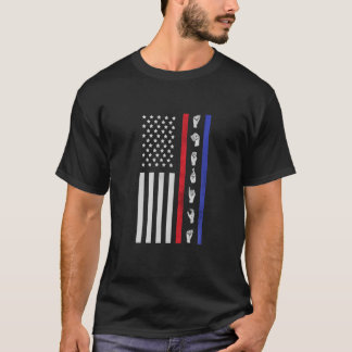 American Flag ASL American Sign Language America U T-Shirt