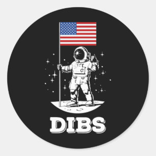 American Flag Astronaut Space 4th Of July American Classic Round Sticker