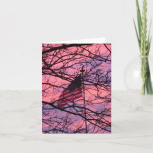 American Flag at Sunset Sympathy   Holiday Card