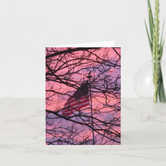American Flag at Sunset Sympathy Holiday Card