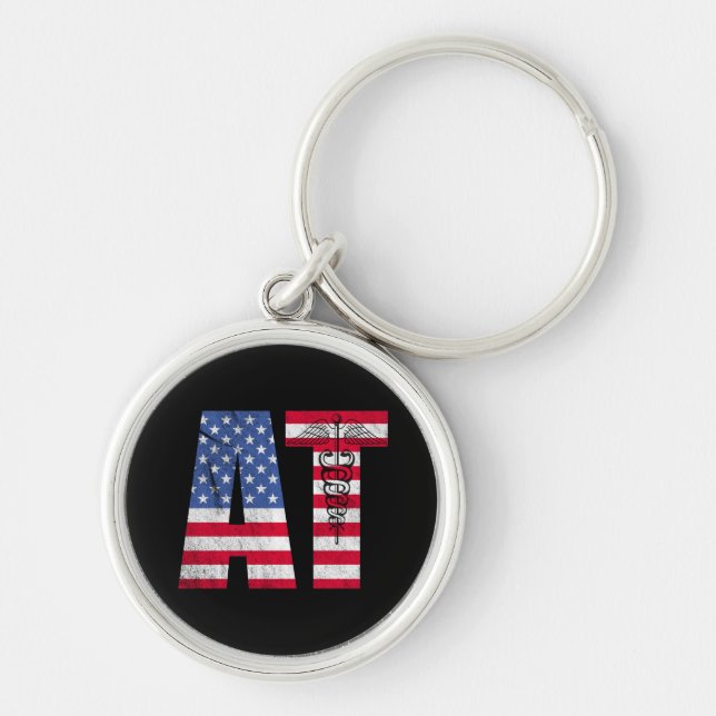 American Flag Athletic Trainer AT Key Ring (Front)