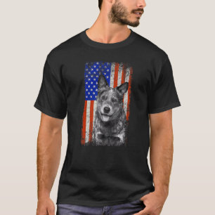 American Flag Australian Cattle Dog Dad Mum Puppy  T-Shirt