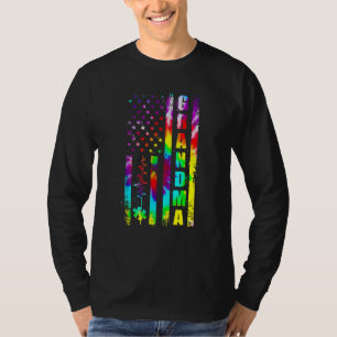 American Flag Autism Awareness Grandma Support Tie T-Shirt