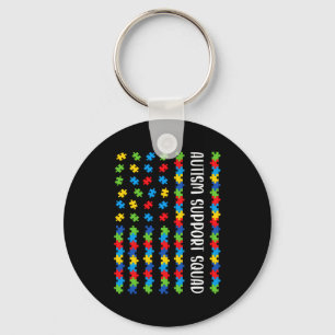 American Flag Autism Awareness Puzzle Support Squa Key Ring