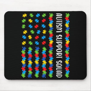 American Flag Autism Awareness Puzzle Support Squa Mouse Pad