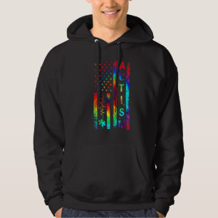 American Flag Autism Awareness Teacher Mum Support Hoodie