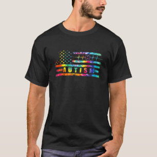 American Flag Autism Awareness Teacher Mum Support T-Shirt