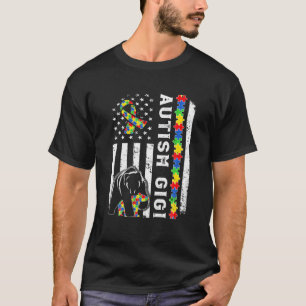 American Flag Autism Gigi Family Bear Autistic T-Shirt
