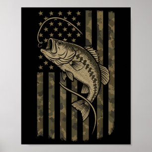 American Flag B Fishing Camo Patriotic Fisherman O Poster