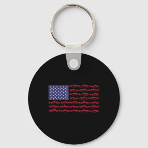 American Flag B Fishing Patriotic Men Boys Funny 4 Key Ring