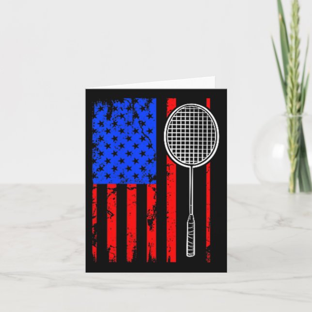 American Flag Badminton  Card (Front)