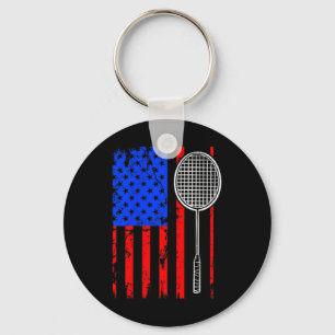 American Flag Badminton Key Ring