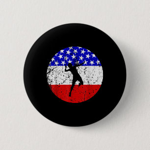American Flag Badminton Shirt - Badminton Player 6 Cm Round Badge
