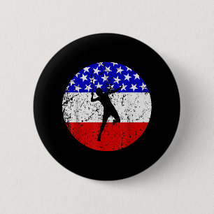 American Flag Badminton Shirt - Badminton Player  6 Cm Round Badge