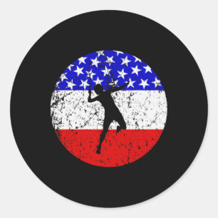 American Flag Badminton Shirt - Badminton Player Classic Round Sticker
