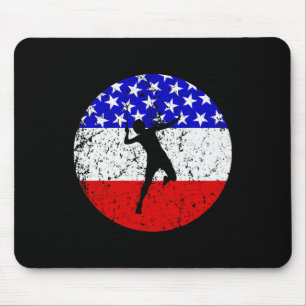 American Flag Badminton Shirt - Badminton Player  Mouse Pad