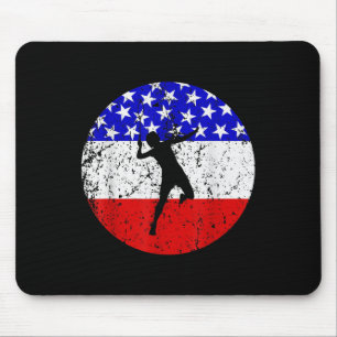 American Flag Badminton Shirt - Badminton Player Mouse Pad