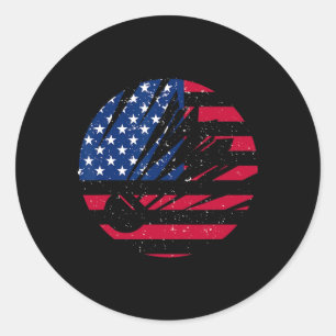 American Flag Badminton Shirt Men Patriotic Badmin Classic Round Sticker