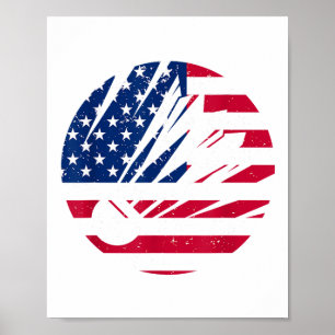 American Flag Badminton Shirt Men Patriotic Badmin Poster
