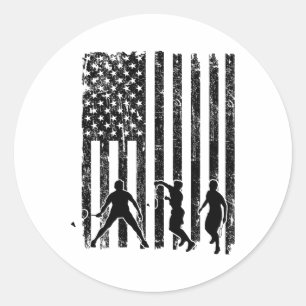 American Flag Badminton Shirt Men Usa Flag Badmint Classic Round Sticker