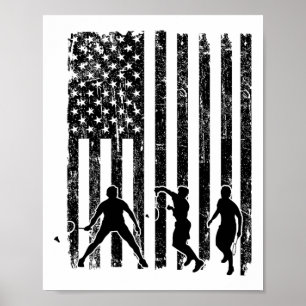 American Flag Badminton Shirt Men Usa Flag Badmint Poster