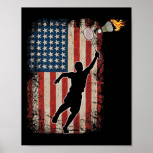 American Flag Badminton Shuttle Art Sports 1  Poster