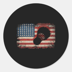 American Flag Badminton Shuttle Art Sports 2 Classic Round Sticker