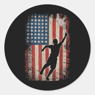 American Flag Badminton Shuttle Art Sports Classic Round Sticker
