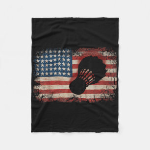 American Flag Badminton Shuttle Art Sports Fleece Blanket