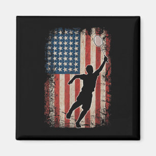 American Flag Badminton Shuttle Art Sports Magnet
