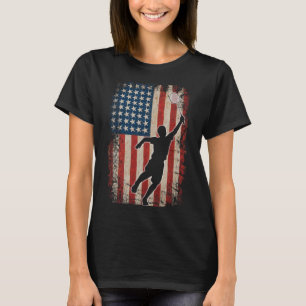 American Flag Badminton Shuttle Art Sports  T-Shirt