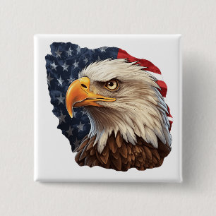 American Flag Bald Eagle 15 Cm Square Badge