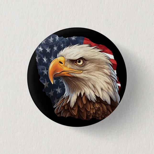 American Flag Bald Eagle 3 Cm Round Badge (Front)