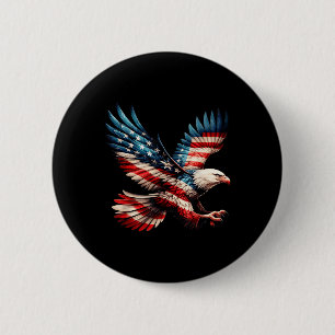 American Flag Bald Eagle 4th Of July Usa Patriotic 6 Cm Round Badge
