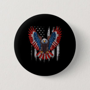 American Flag Bald Eagle 4th Of July Usa Patriotic 6 Cm Round Badge