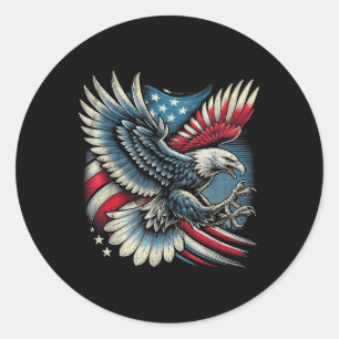 American Flag Bald Eagle 4th Of July Usa Patriotic Classic Round Sticker
