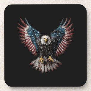 American Flag Bald Eagle 4th of July USA Patriotic Coaster
