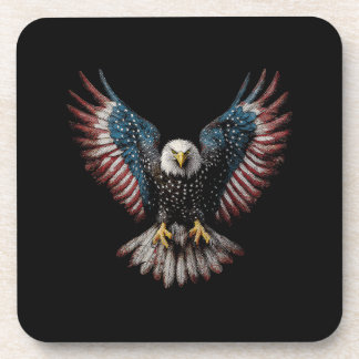 American Flag Bald Eagle 4th of July USA Patriotic Coaster