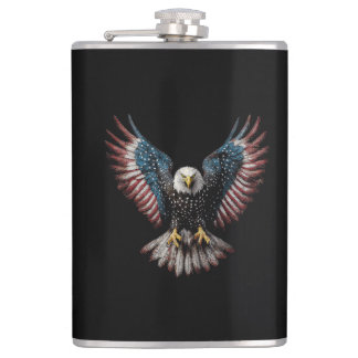 American Flag Bald Eagle 4th of July USA Patriotic Hip Flask